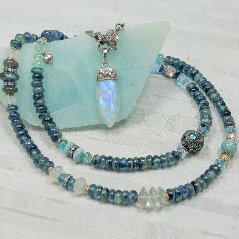 Bhakti Green Kyanite & Moonstone Multi Stone Necklace / Bracelet