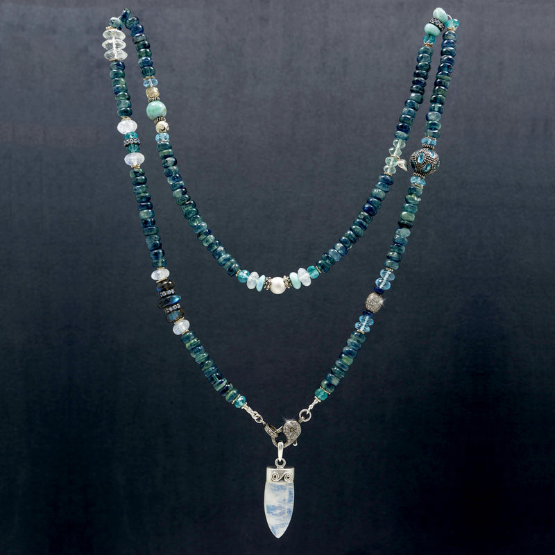 Bhakti Green Kyanite & Moonstone Multi Stone Necklace / Bracelet