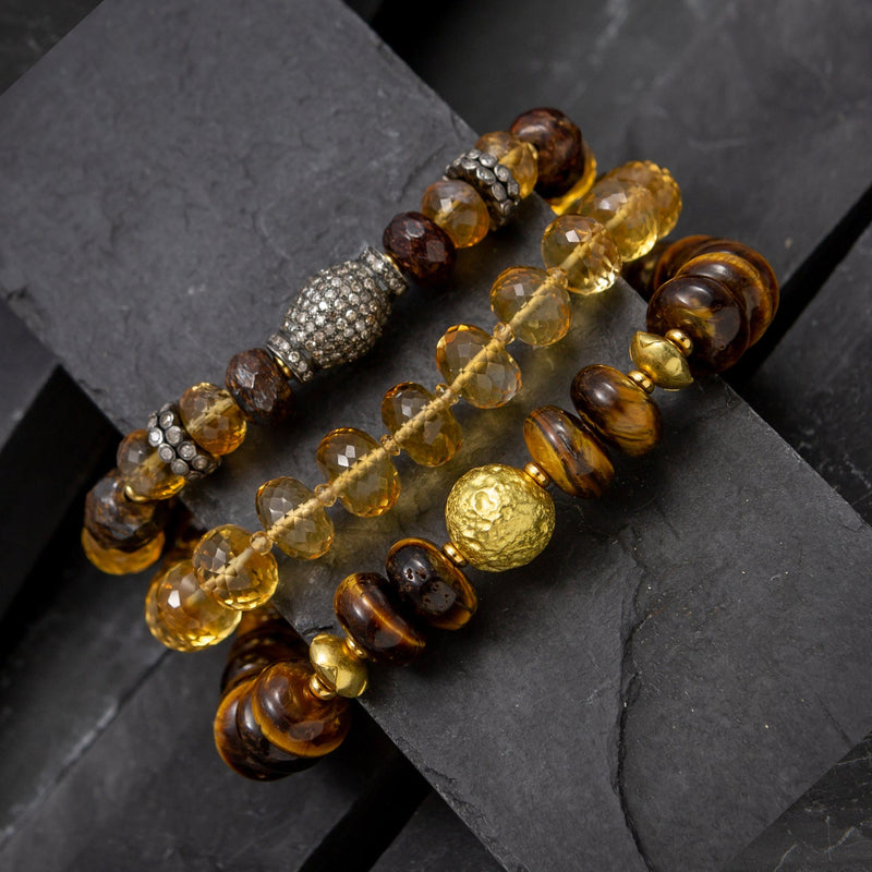 Tamar Bronzite, Citrine & Pave Diamond Bracelet