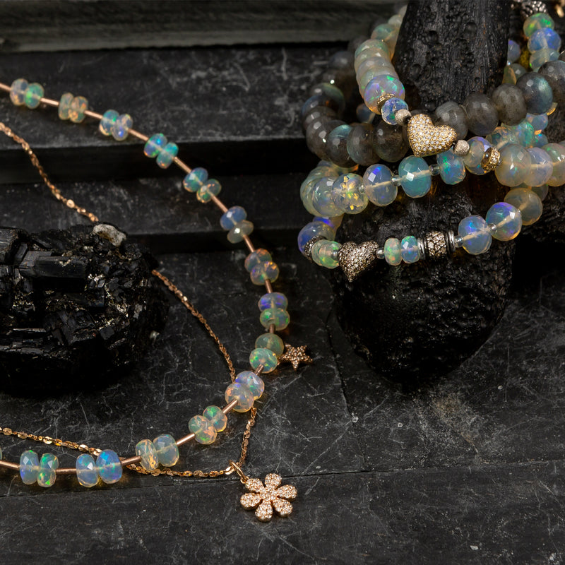Sadie Rose Gold & Pave Diamond Flower Necklace
