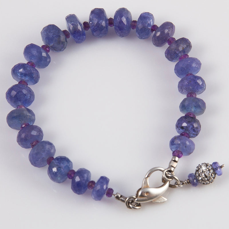 Maddie Tanzanite, Amethyst & Pave White Sapphire Sphere Bracelet