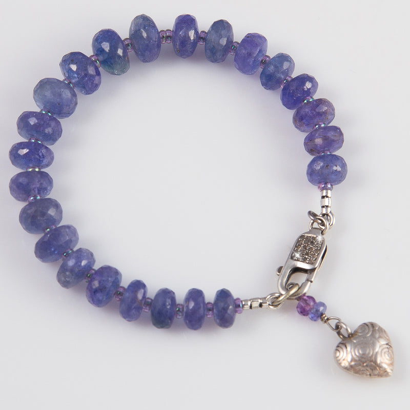 Imani Tanzanite & Engraved Silver Heart Bracelet