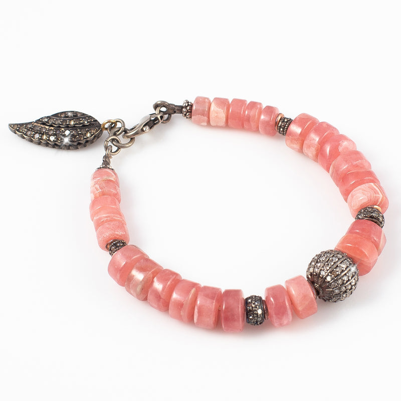 Pieta Rhodochrosite & Pave Diamond Bracelet