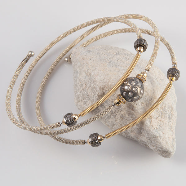 Abby Gold, Sterling Silver & Diamond Wrap Around Bracelet