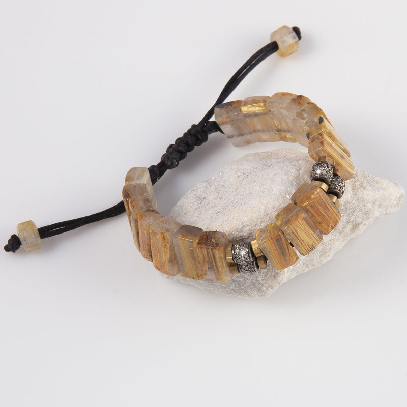 Aspen Chunk Rutilated Quartz & Diamond Bracelet
