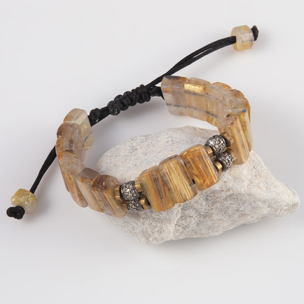 Aspen Chunk Rutilated Quartz & Diamond Bracelet