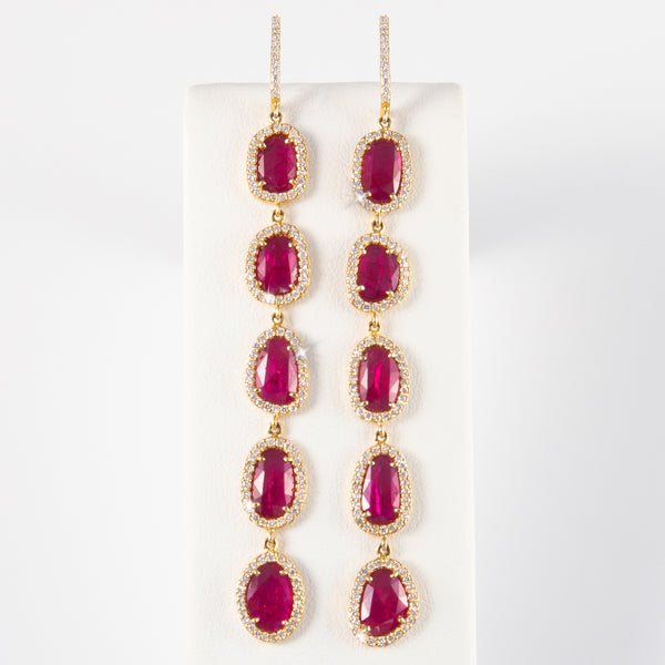 Brigitte 14k Gold, Ruby & Diamond Halo Earrings