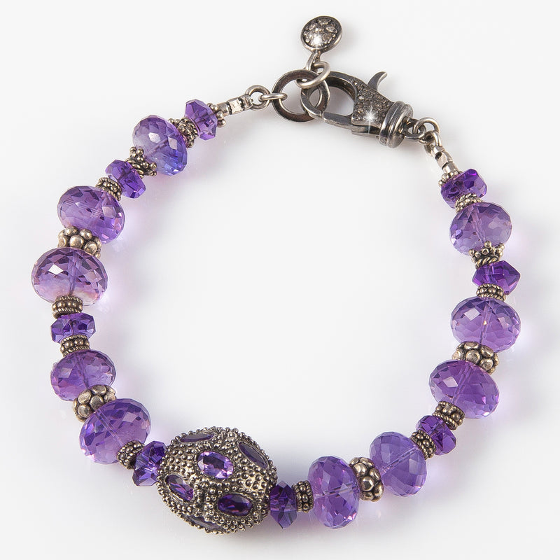 Cleo Amethyst & Sterling Silver Bead Bracelet