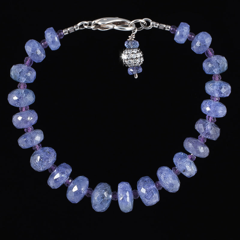 Maddie Tanzanite, Amethyst & Pave White Sapphire Sphere Bracelet