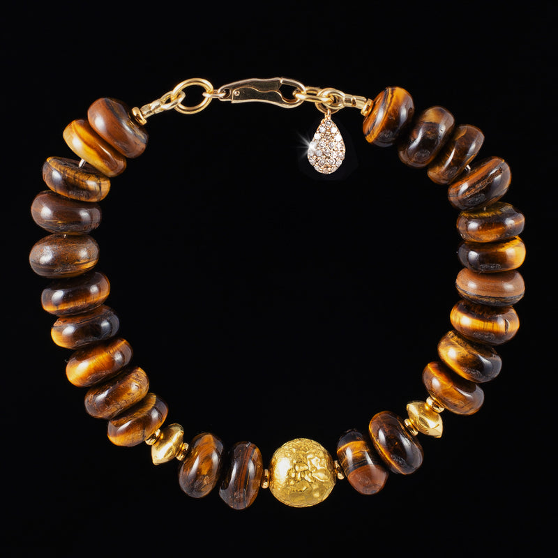 Alexandra Tiger's Eye & 18k Gold Sphere Bracelet