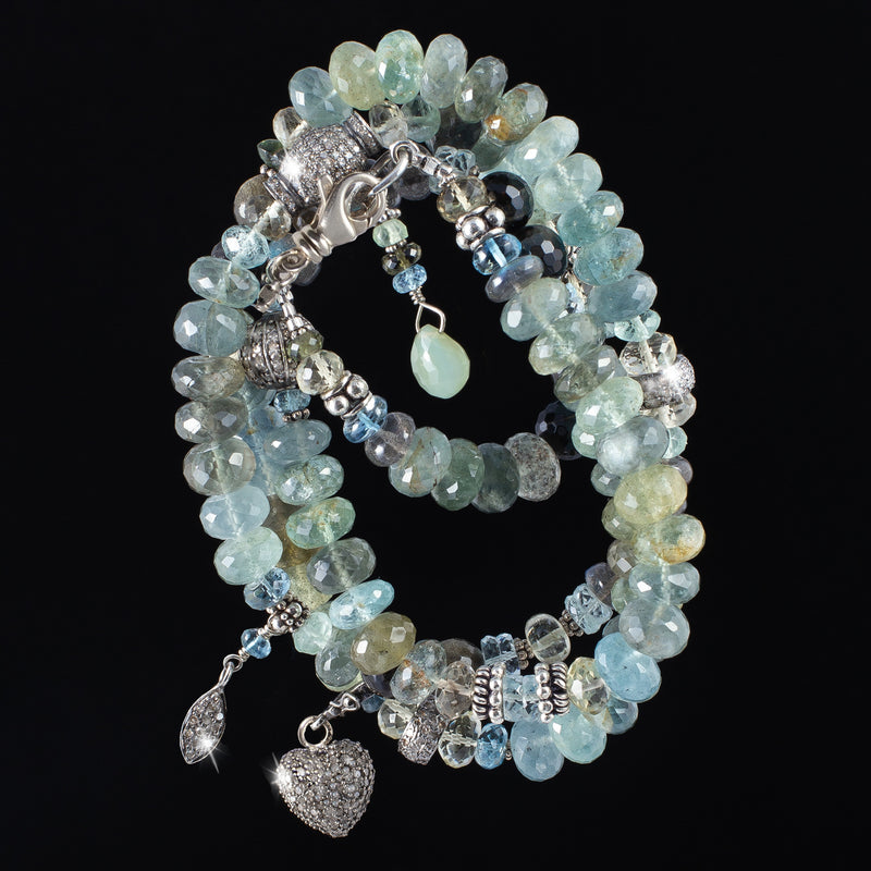 Georgia Aquamarine Multi Stone & Pave Diamond Necklace / Bracelet