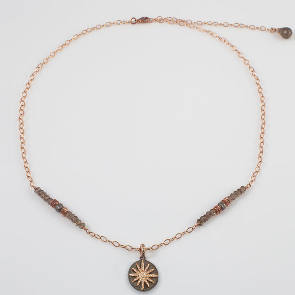 Laura Rose Gold Starburst & Smoky Quartz Necklace