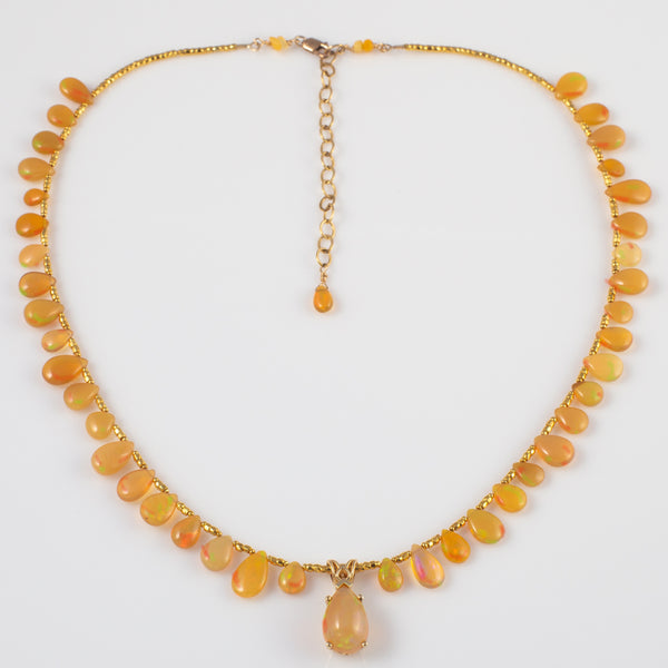 Madeline Ethiopian Opal Briolette & 14k Gold Necklace
