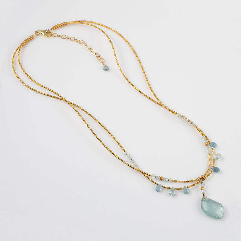 Caspian Aquamarine Double Strand Necklace