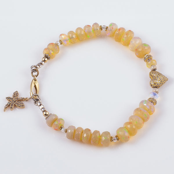 Amelie Opal & 14k Gold Pave Diamond Bracelet