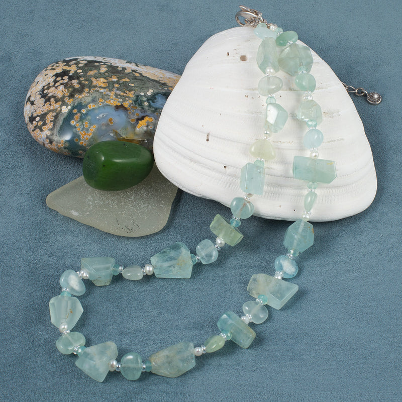 Dominica Aquamarine & Fresh Water Pearls Necklace