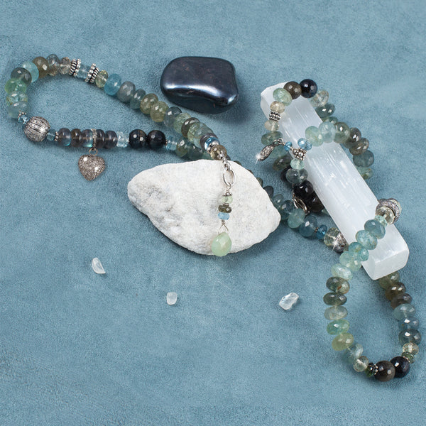 Georgia Aquamarine Multi Stone & Pave Diamond Necklace / Bracelet