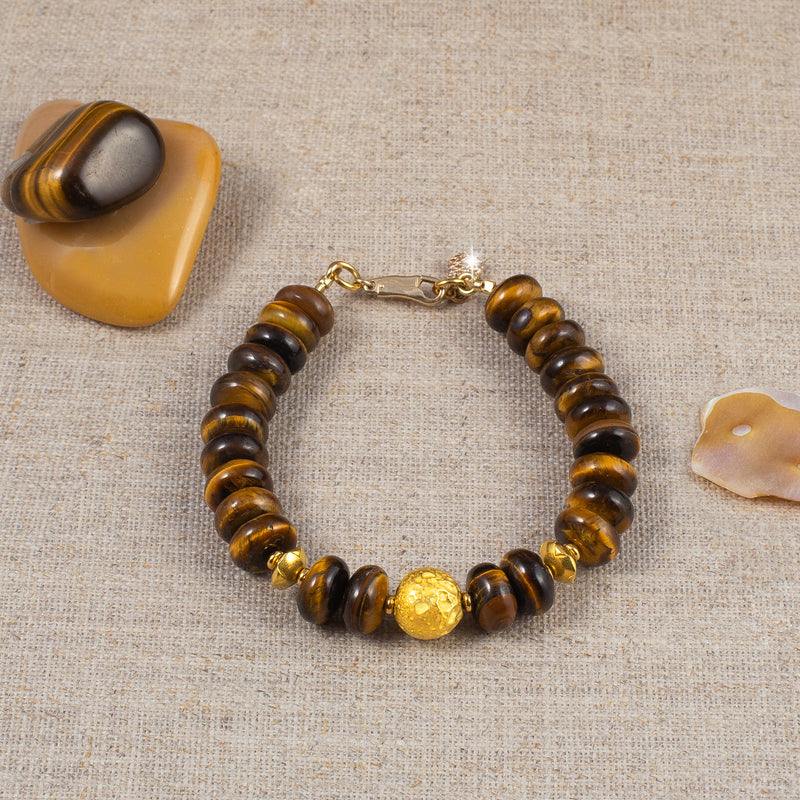 Alexandra Tiger's Eye & 18k Gold Sphere Bracelet