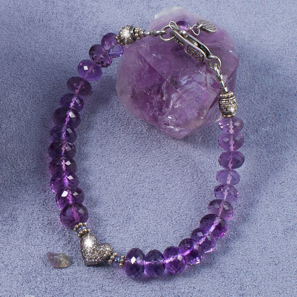 Riley Amethyst & Diamond Heart Bracelet