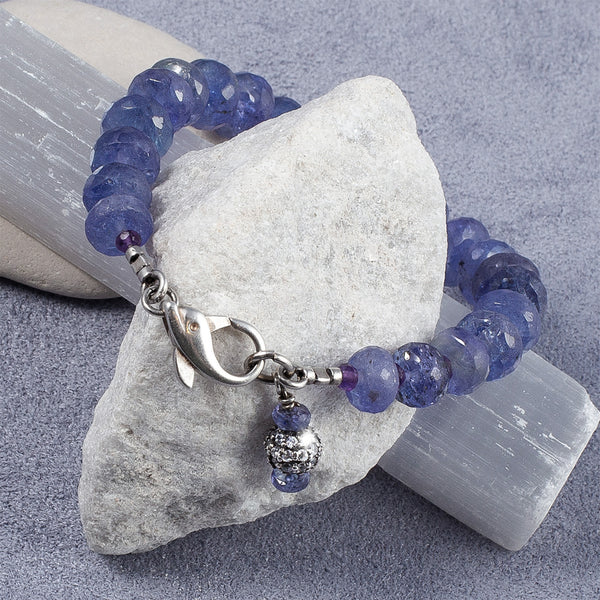 Maddie Tanzanite, Amethyst & Pave White Sapphire Sphere Bracelet