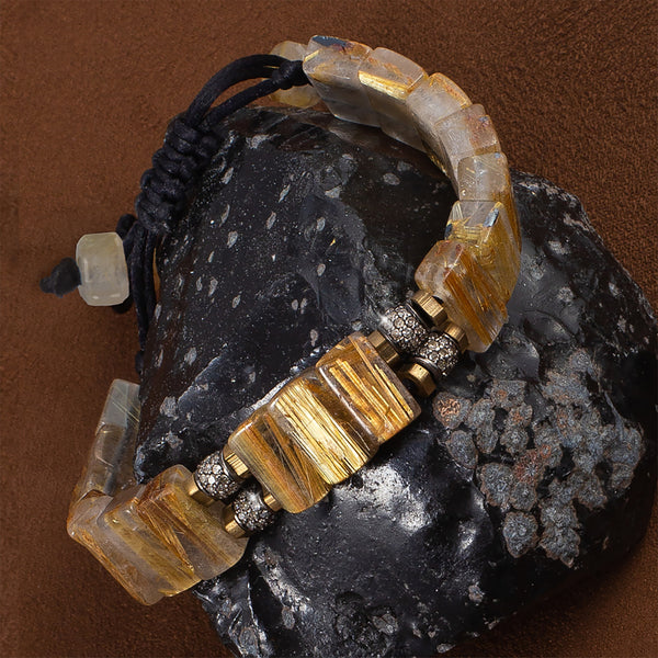 Aspen Chunk Rutilated Quartz & Diamond Bracelet