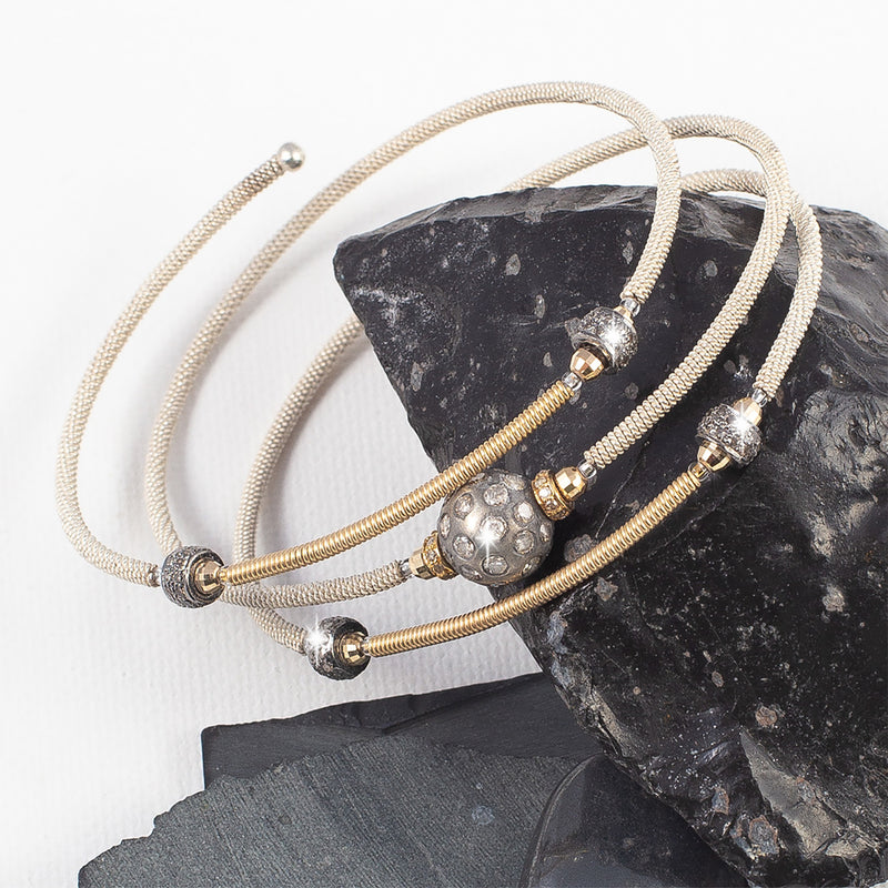 Abby Gold, Sterling Silver & Diamond Wrap Around Bracelet