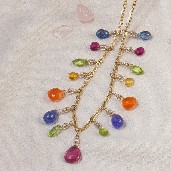 Jewel Multi Stone Briolette Necklace