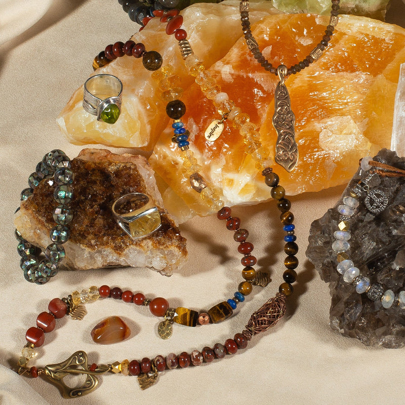 Sorrel Citrine, Red Jasper & Brass Necklace / Bracelet