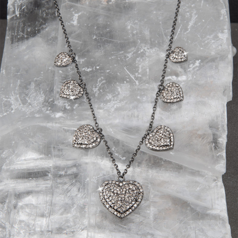 Brooke Sterling Silver & Pave Diamond Hearts Necklace