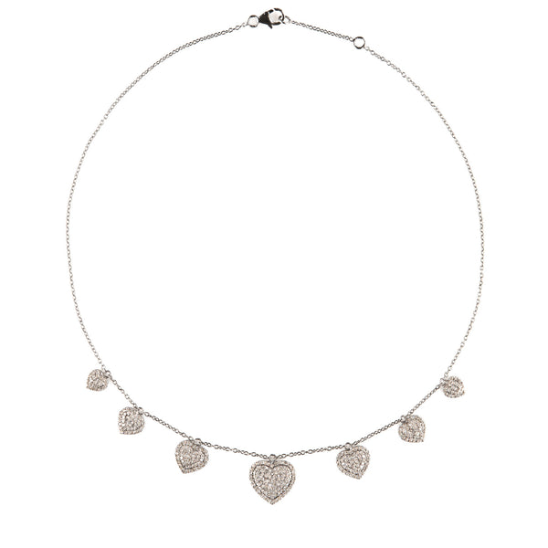 Brooke Sterling Silver & Pave Diamond Hearts Necklace
