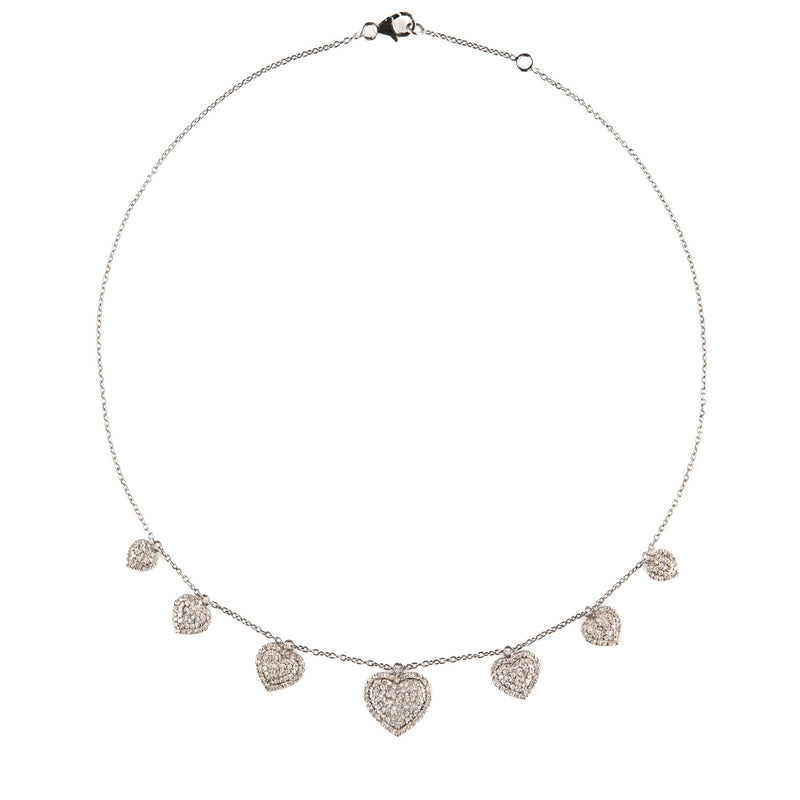 Brooke Sterling Silver & Pave Diamond Hearts Necklace