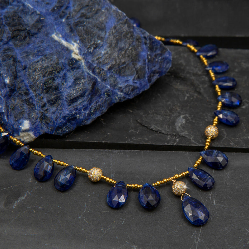 Erika Faceted Deep Blue Kyanite & 14k Gold Necklace