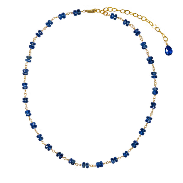 Daphne Faceted Deep Blue Kyanite Roundelles & 14k Gold Necklace