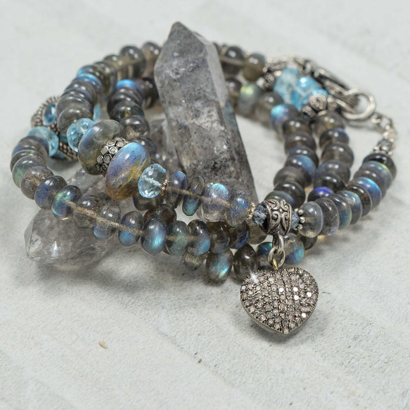 Emily Labradorite, Multi Gemstone & Pave Diamond Necklace / Bracelet