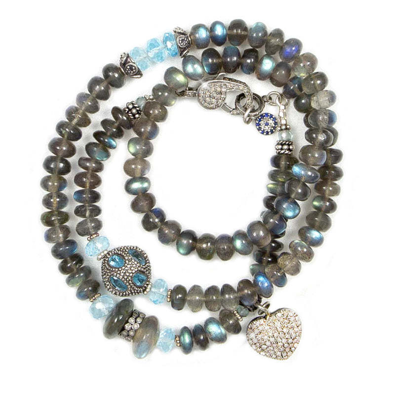 Emily Labradorite, Multi Gemstone & Pave Diamond Necklace / Bracelet