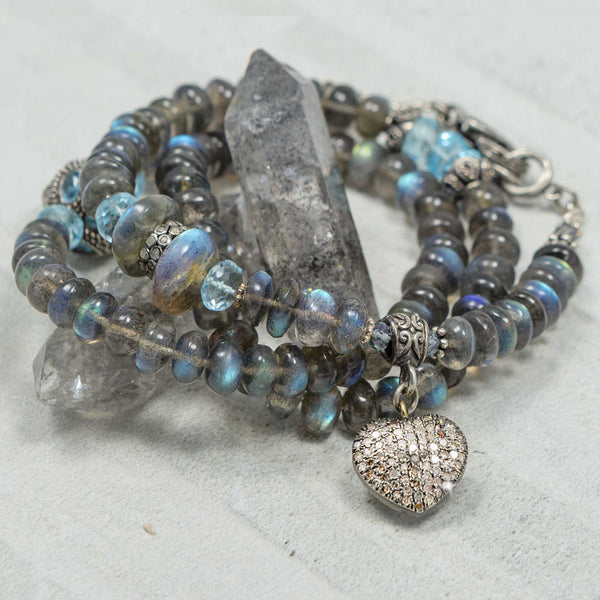 Nahla Labradorite & Pave Diamond Charm Bracelets