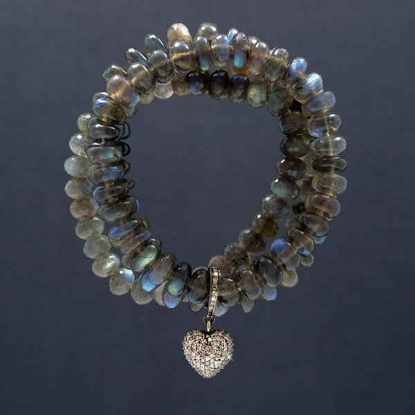 Nahla Labradorite & Pave Diamond Charm Bracelets