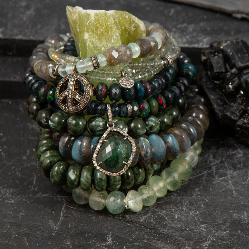 Hope Labradorite, Chalcedony & Diamond Peace Charm Bracelet