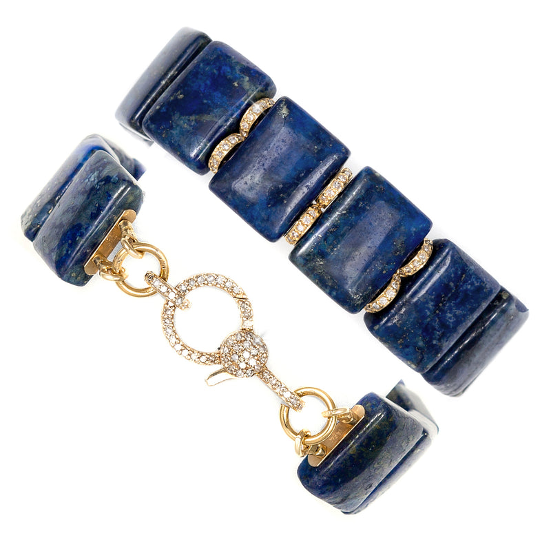 Carissa Lapis Chunk & 14k Gold Diamond Bracelet