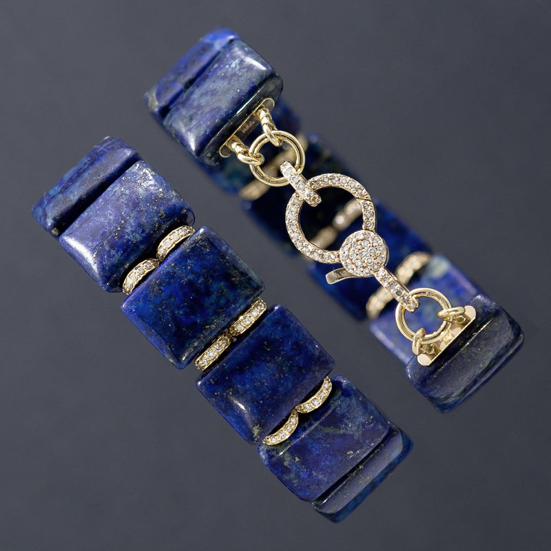 Carissa Lapis Chunk & 14k Gold Diamond Bracelet