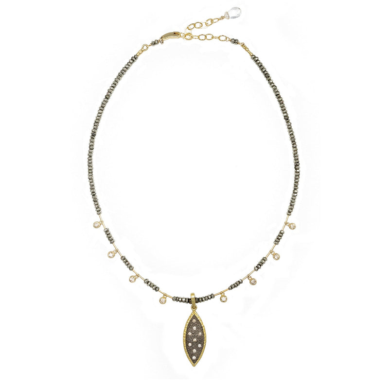 Raquel Champagne Diamond, 18K Gold Pendant & Pyrite Necklace