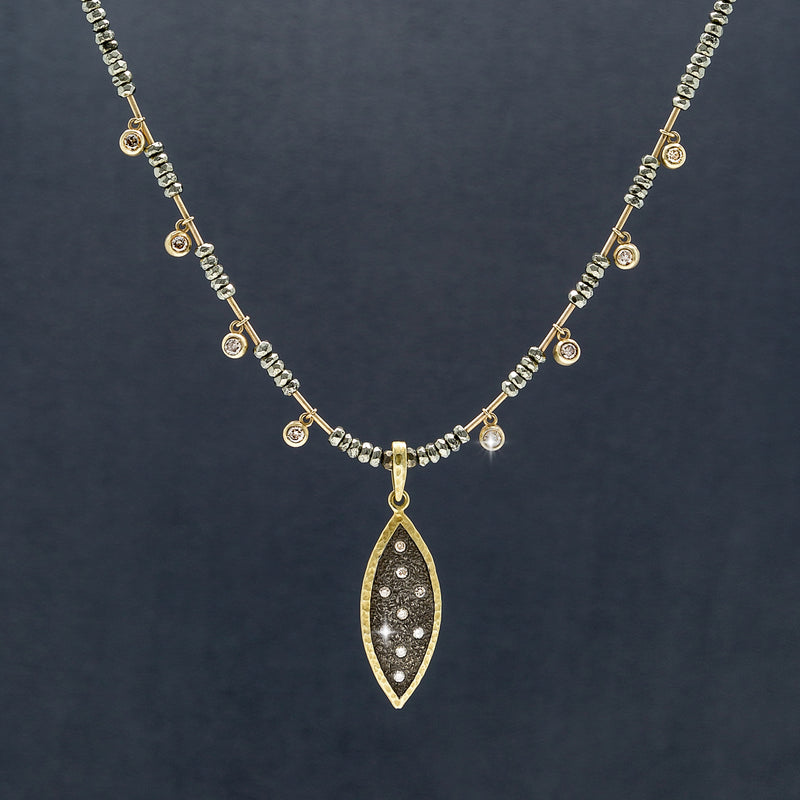 Raquel Champagne Diamond, 18K Gold Pendant & Pyrite Necklace