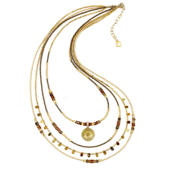 Maria Multicolored Sapphire & 24K Gold Quad Strand Necklace
