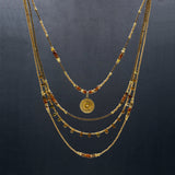 Maria Multicolored Sapphire & 24K Gold Quad Strand Necklace