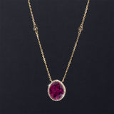 Ruby 14k Gold Diamond By the Yard Natural Faceted Ruby Necklace