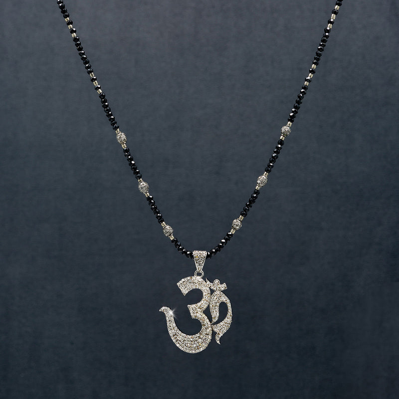 Shanti Spinel & Pave Diamond Om Necklace