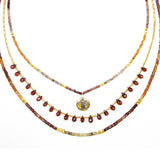 Ginger Sapphire, Garnet & Diamond Om Triple Strand Necklace