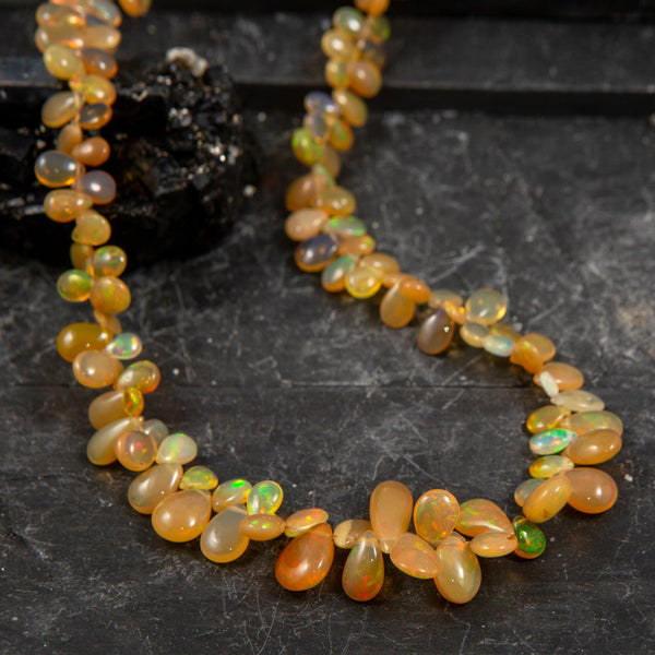 Mariah Ethiopian Opal Briolette & 24K Gold Necklace
