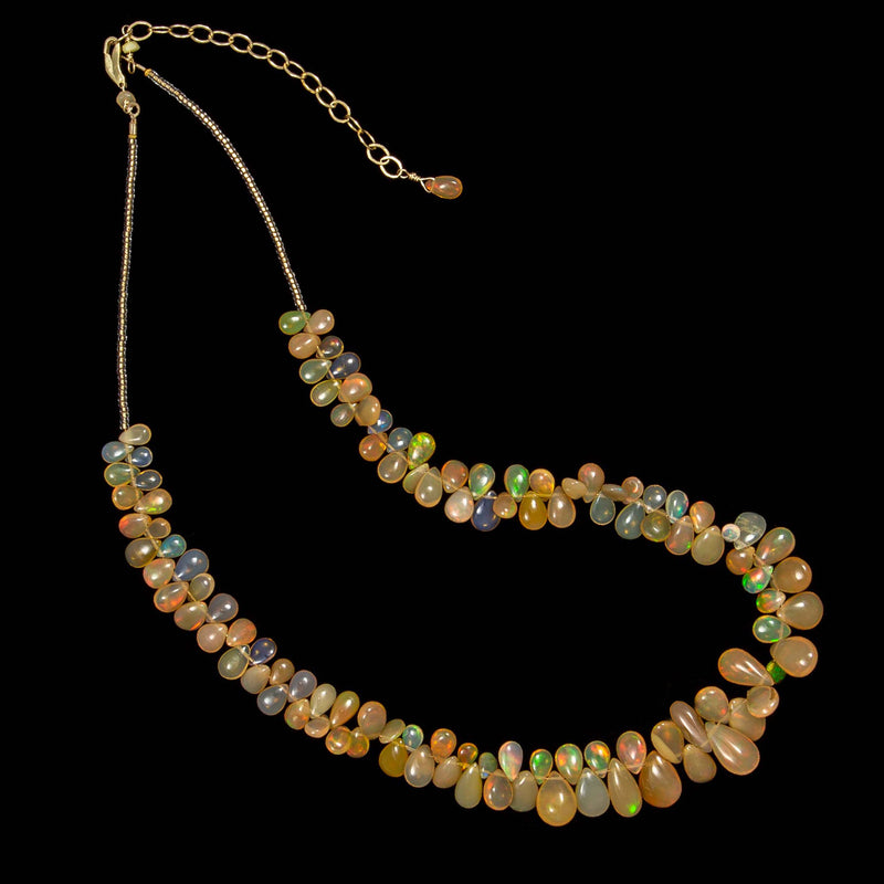 Mariah Ethiopian Opal Briolette & 24K Gold Necklace