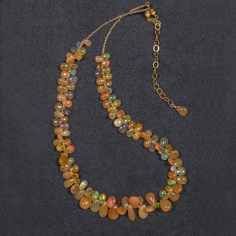 Mariah Ethiopian Opal Briolette & 24K Gold Necklace